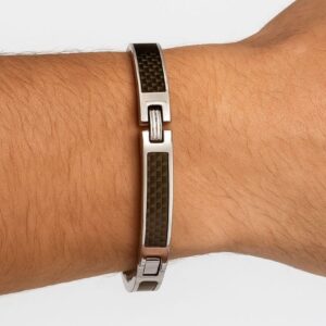 pulsera acero y carbono